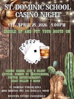 Get your boots on and get ready for Casino Night!! 🤠
Don’t forget to return your RSVP cards to the office by April 2!