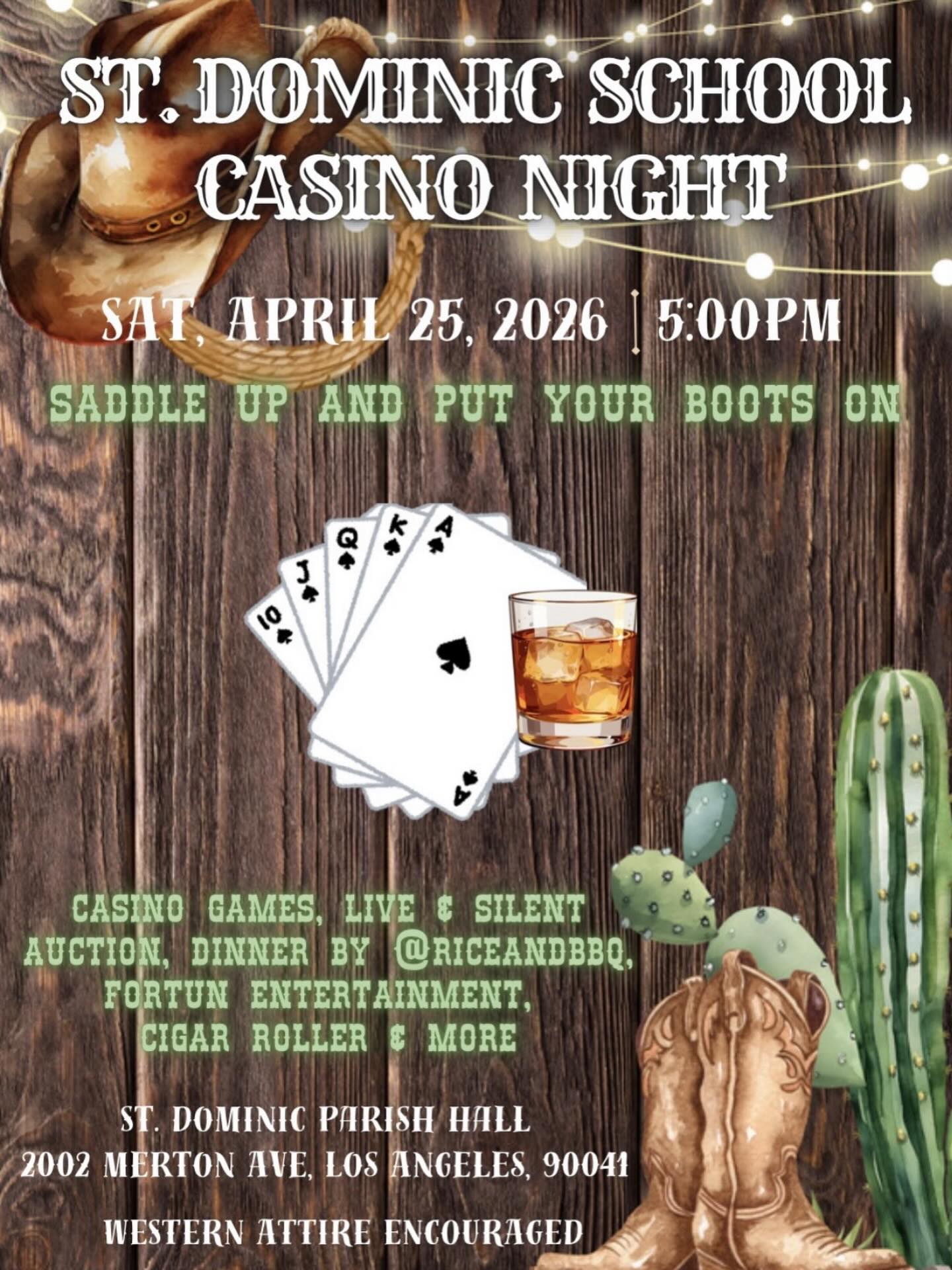 Get your boots on and get ready for Casino Night!! 🤠
Don’t forget to return your RSVP cards to the office by April 2!