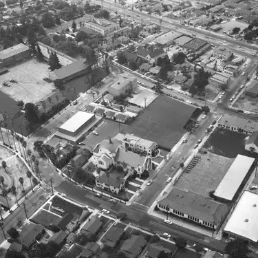 St. Dominic's Catholic Church (at center left), located at 2002 Merton Avenue in Eagle Roc